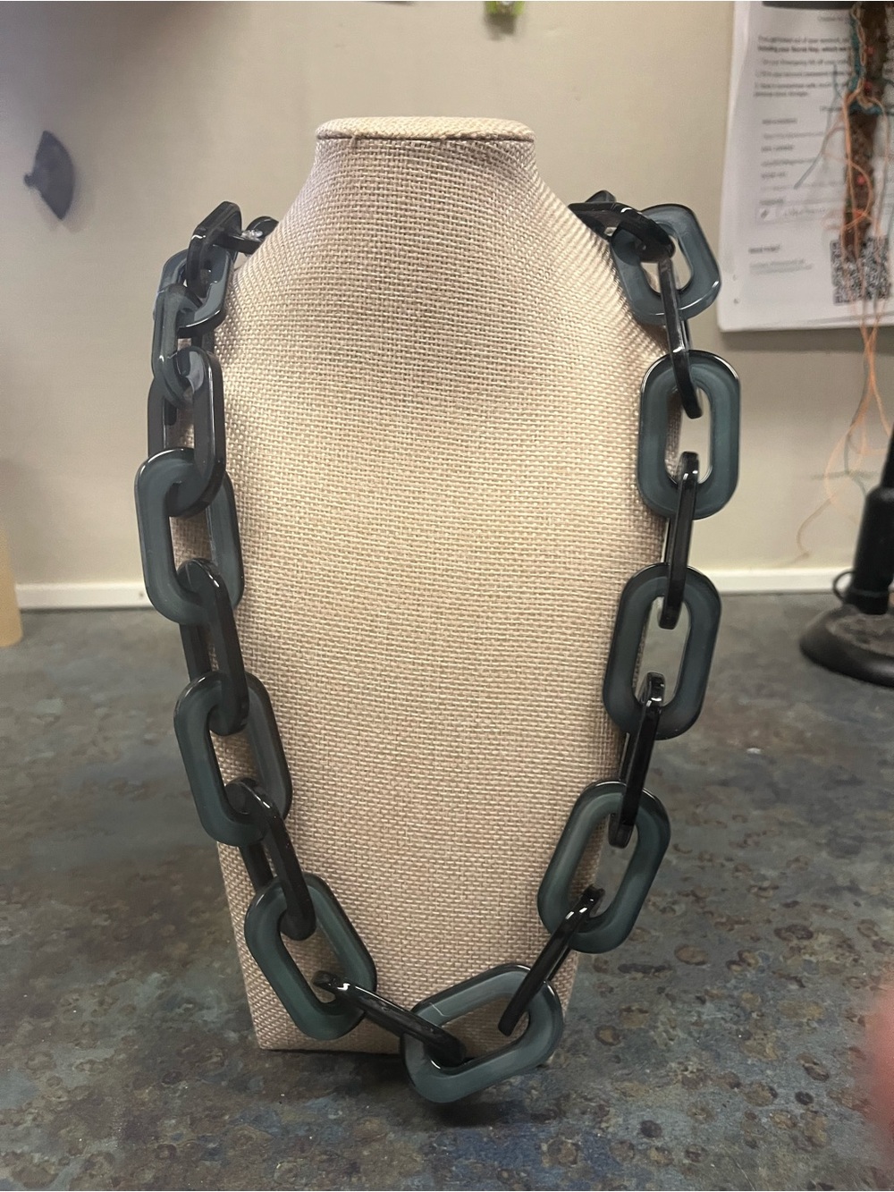 Zenzii Statement Resin 38” Chain Necklace - Teal/Gray